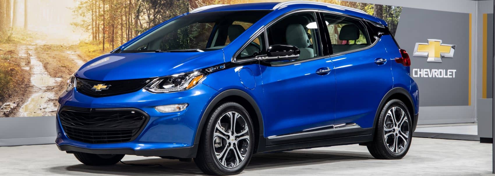 Electric Blue Chevy Bolt on Display