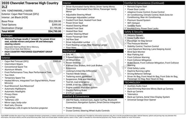 2020 Chevrolet Traverse AWD High Country