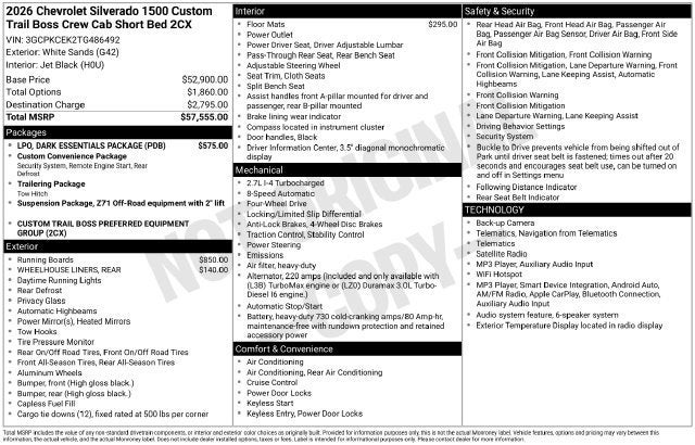 2026 Chevrolet Silverado 1500 Custom Trail Boss